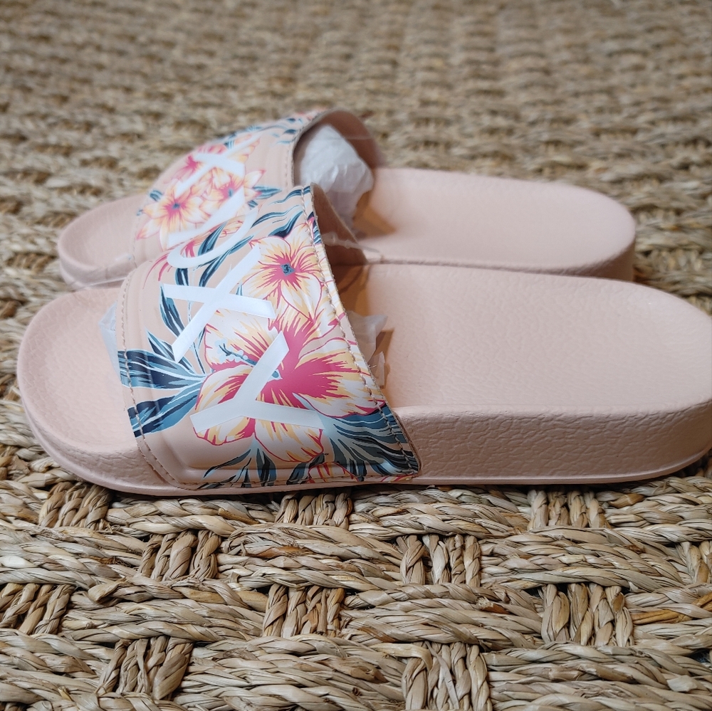 Roxy Slippy RO Floral Sport Slide Sandals (For Girls), Light Pink - Picture 4 of 12